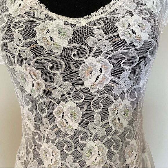 Cine Star Vintage Lace White Long Nightgown Medium - Picture 11 of 14